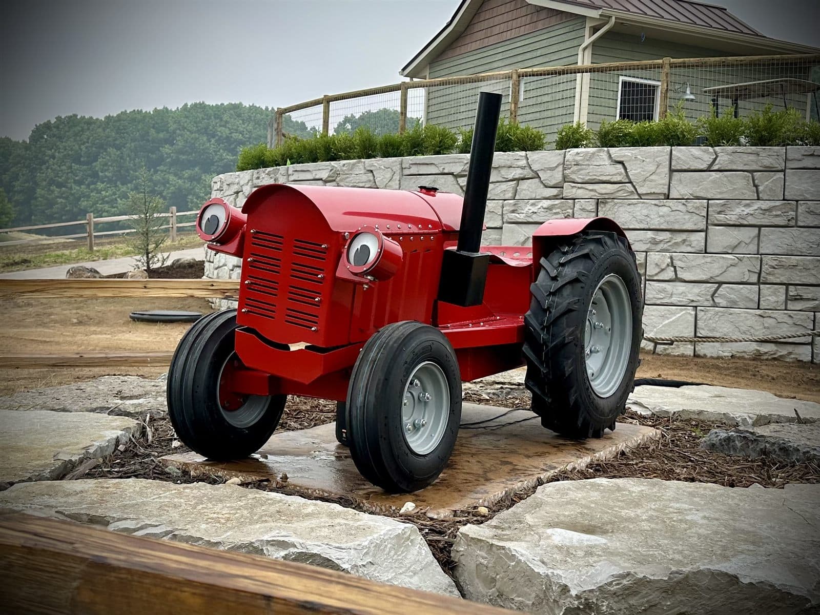 The real Zack the Tractor animatronic on display at Lewis Adventure Farm & Zoo
